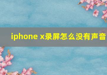 iphone x录屏怎么没有声音